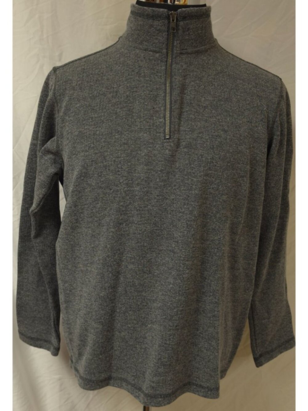 Gap Mens L Gray Quarter Zip Mock Neck Long Sleeve Textured Heavy Sweater Jacket
